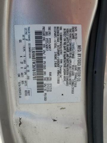 1LNHM81W36Y610781 - 2006 LINCOLN TOWN CAR SIGNATURE Plata foto 12