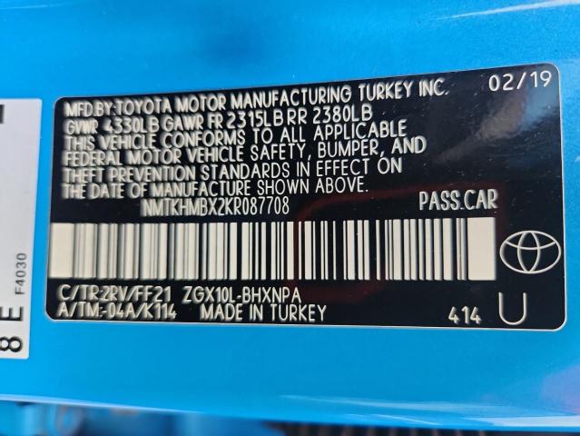 NMTKHMBX2KR087708 - 2019 TOYOTA C-HR XLE BLUE photo 12