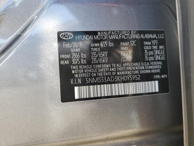 5NMS33AD3KH095952 - 2019 HYUNDAI SANTA FE SEL Boz foto 13