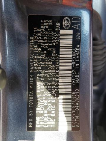 2T1BURHE9EC144497 - 2014 TOYOTA COROLLA L GRAY photo 12