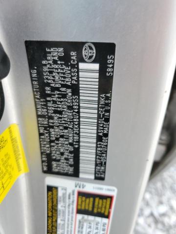 4T1BF3EK4BU748955 - 2011 TOYOTA CAMRY BASE SILVER photo 12