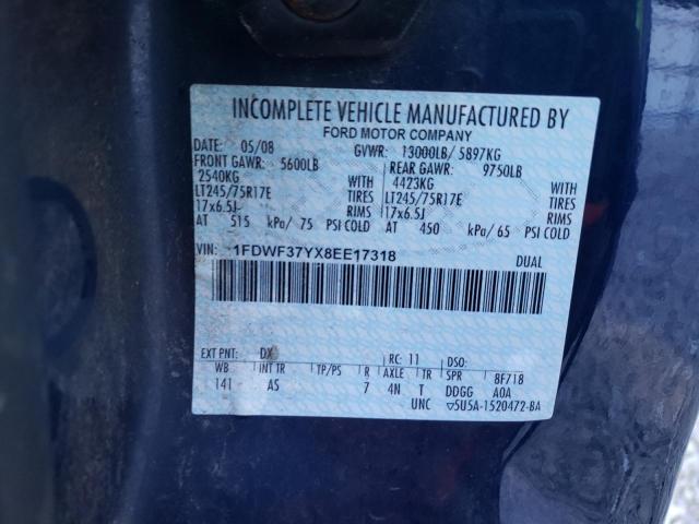 1FDWF37YX8EE17318 - 2008 FORD F350 SUPER DUTY BLUE photo 13