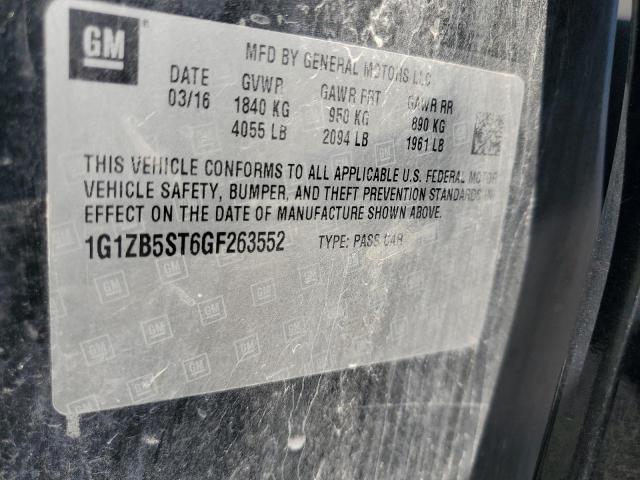 1G1ZB5ST6GF263552 - 2016 CHEVROLET MALIBU LS Қара фото 12