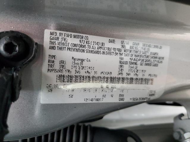 1FADP3E20EL371535 - 2014 FORD FOCUS S SILVER photo 13