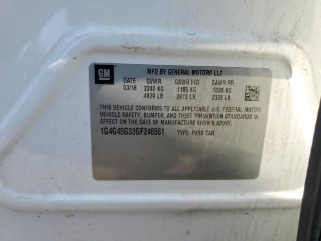 1G4G45G33GF246561 - 2016 BUICK LACROSSE SPORT TOURING WHITE photo 12