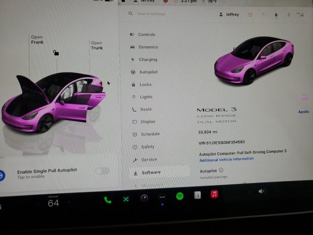 5YJ3E1EB3NF254583 - 2022 TESLA MODEL 3 白色 照片 9
