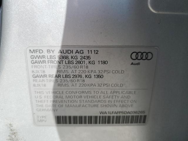 WA1LFAFP5DA036265 - 2013 AUDI Q5 PREMIUM PLUS SILVER photo 13