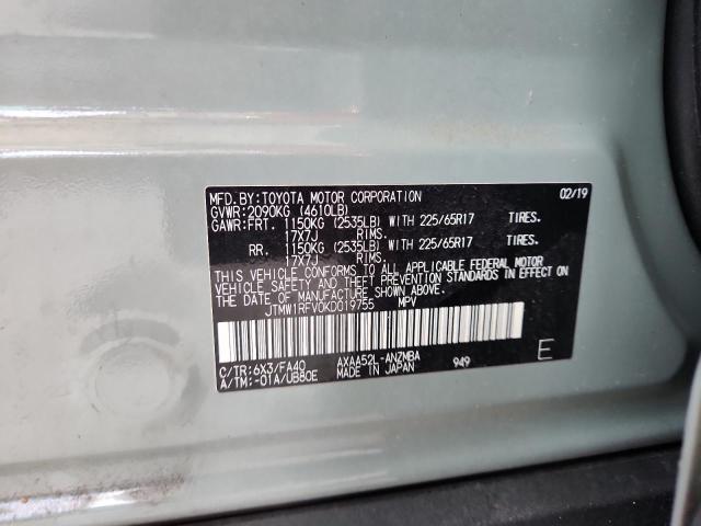 JTMW1RFV0KD019755 - 2019 TOYOTA RAV4 XLE GRAY photo 13
