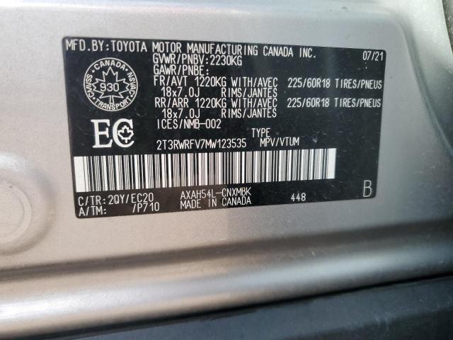 2T3RWRFV7MW123535 - 2021 TOYOTA RAV4 XLE SILVER photo 13