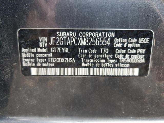 JF2GTAPCXM8256554 - 2021 SUBARU CROSSTREK PREMIUM CHARCOAL photo 12