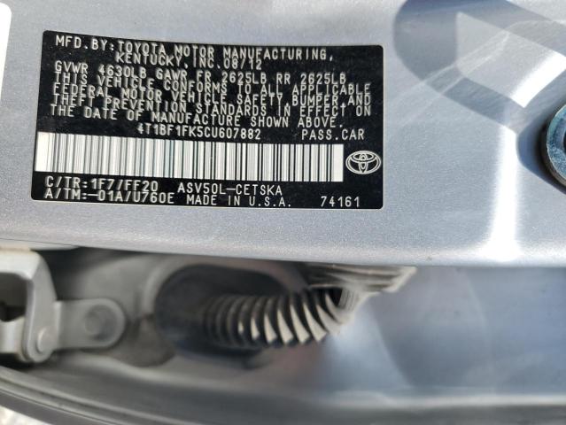 4T1BF1FK5CU607882 - 2012 TOYOTA CAMRY BASE ვერცხლისფერი ფოტო 13