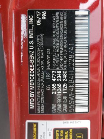 55SWF4KB4HU228741 - 2017 MERCEDES-BENZ C 300 4MATIC RED photo 12