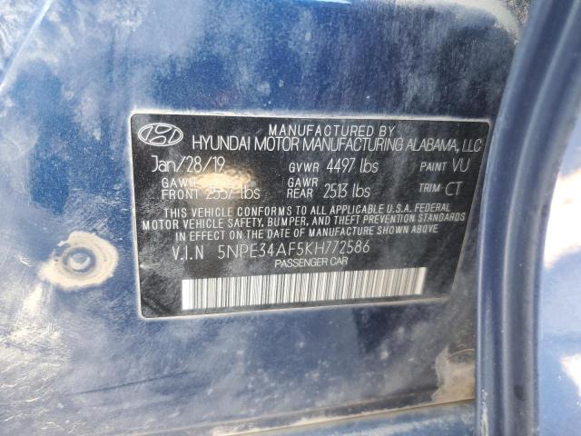 5NPE34AF5KH772586 - 2019 HYUNDAI SONATA LIMITED BLUE photo 12