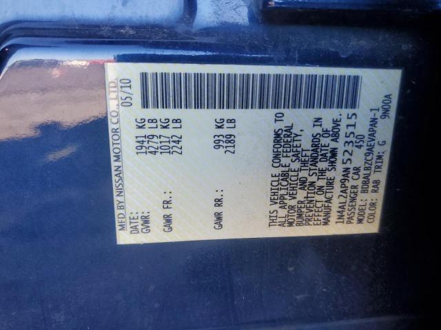 1N4AL2AP9AN523515 - 2010 NISSAN ALTIMA BASE 蓝色 照片 12