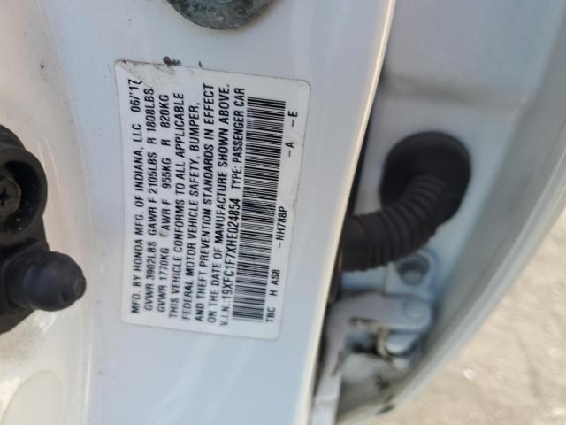 19XFC1F7XHE024854 - 2017 HONDA CIVIC EXL თეთრი ფოტო 12