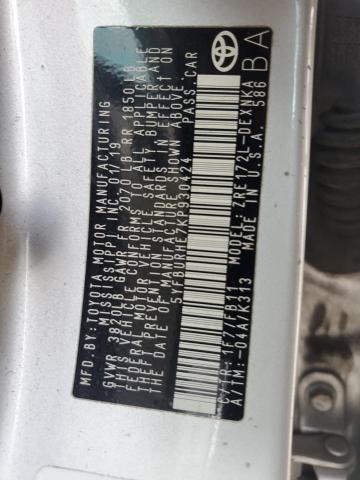 5YFBURHE7KP930424 - 2019 TOYOTA COROLLA L 灰色 照片 12