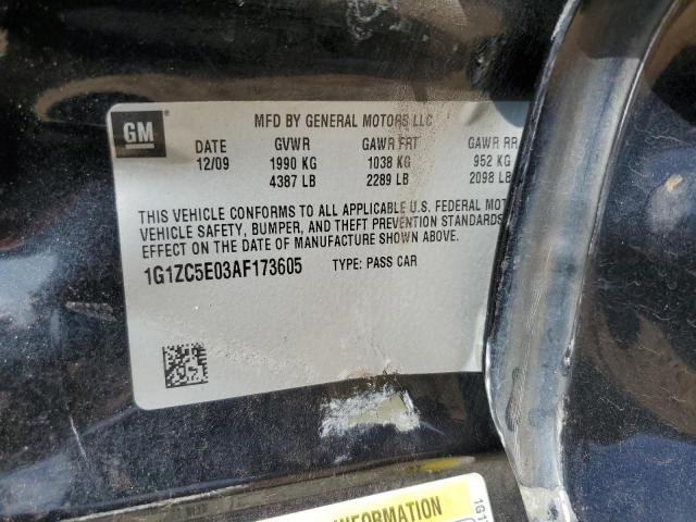 1G1ZC5E03AF173605 - 2010 CHEVROLET MALIBU 1LT ნაცრისფერი ფოტო 12