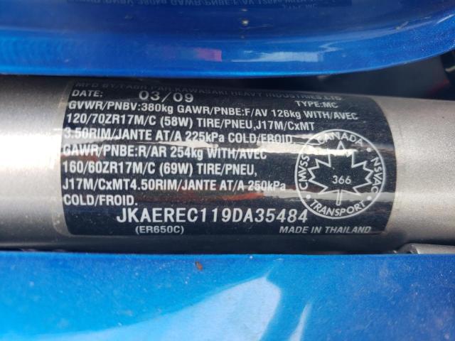 JKAEREC119DA35484 - 2009 KAWASAKI ER650 C BLUE photo 10