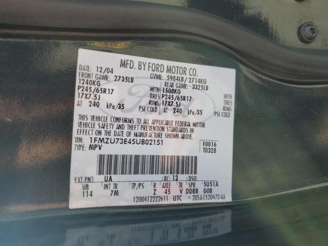 1FMZU73E45UB02151 - 2005 FORD EXPLORER XLT BLACK photo 13