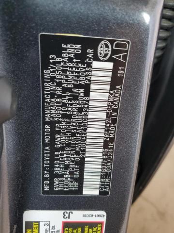 2T1BU4EE1DC033478 - 2013 TOYOTA COROLLA BASE GRAY photo 12