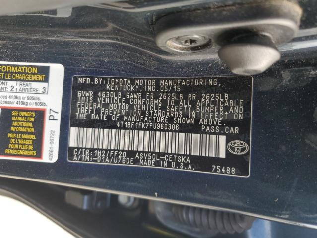 4T1BF1FK7FU960306 - 2015 TOYOTA CAMRY LE CHARCOAL photo 13