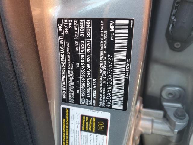 4JGDA5JB2GA755727 - 2016 MERCEDES-BENZ GLE 350 灰色 照片 13