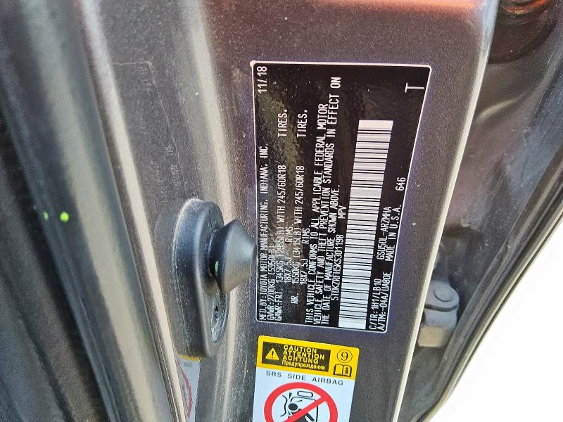 5TDKZRFH5KS301198 - 2019 TOYOTA HIGHLANDER SE GRAY photo 13