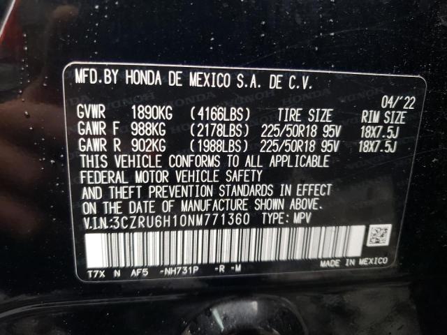 3CZRU6H10NM771360 - 2022 HONDA HR-V SPORT BLACK photo 14