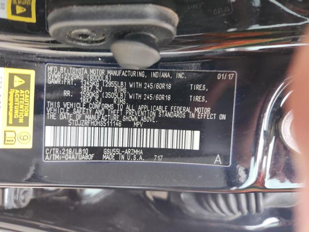 5TDJZRFH0HS511146 - 2017 TOYOTA HIGHLANDER SE BLACK photo 13