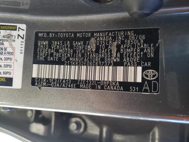 2T1KR32E06C617373 - 2006 TOYOTA COROLLA MA XR GRAY photo 12