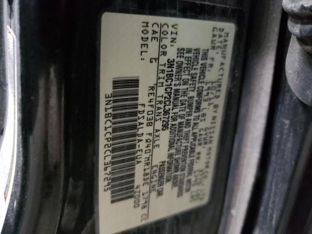 3N1BC1CP2CL367295 - 2012 NISSAN VERSA S BLACK photo 12