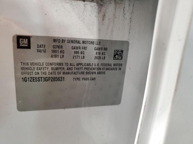 1G1ZE5ST3GF285631 - 2016 CHEVROLET MALIBU LT WHITE photo 12