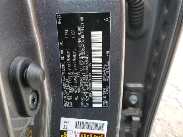 5TDHZRBH4NS217040 - 2022 TOYOTA HIGHLANDER XLE GRAY photo 13
