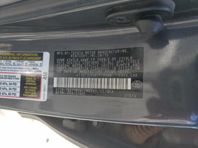 4T1BF3EK9BU178189 - 2011 TOYOTA CAMRY BASE Сірий фото 12