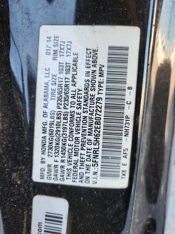 5FNRL5H62EB072279 - 2014 HONDA ODYSSEY EXL BLACK photo 14