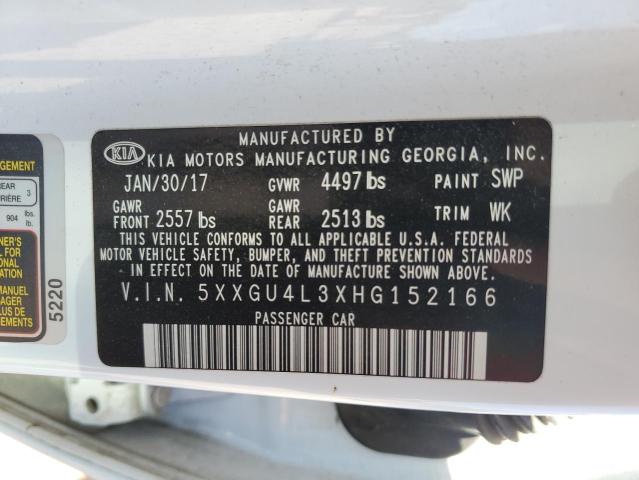 5XXGU4L3XHG152166 - 2017 KIA OPTIMA EX 白色 照片 12