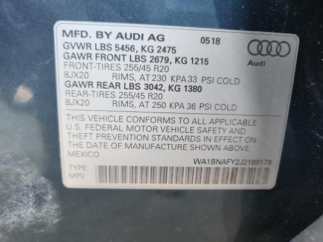 WA1BNAFY2J2189179 - 2018 AUDI Q5 PREMIUM PLUS BLUE photo 13