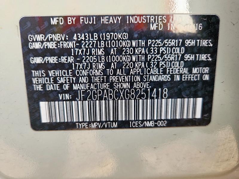 JF2GPABCXG8251418 - 2016 SUBARU CROSSTREK PREMIUM BEIGE photo 14