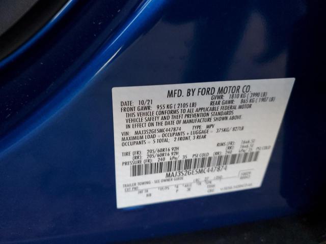 MAJ3S2GE5MC447874 - 2021 FORD ECOSPORT SE BLUE photo 12