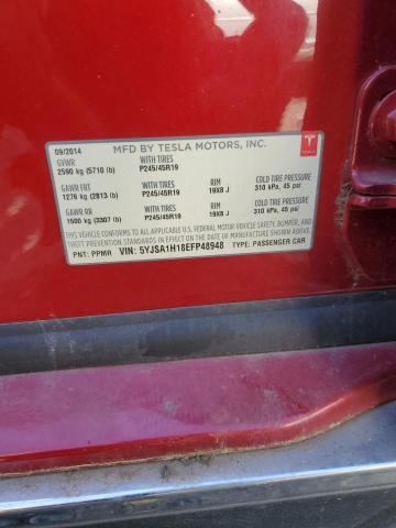 5YJSA1H18EFP48948 - 2014 TESLA MODEL S RED photo 12
