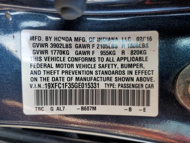 19XFC1F35GE015331 - 2016 HONDA CIVIC EX 黑色 照片 12