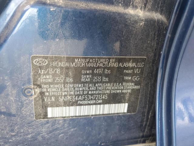 5NPE34AF5JH721345 - 2018 HYUNDAI SONATA SPORT BLUE photo 12
