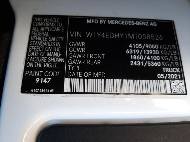 W1Y4EDHY1MT058526 - 2021 MERCEDES-BENZ SPRINTER 2500 WHITE photo 13