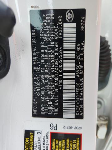 4T1BF1FK3CU525584 - 2012 TOYOTA CAMRY BASE 白色 照片 12