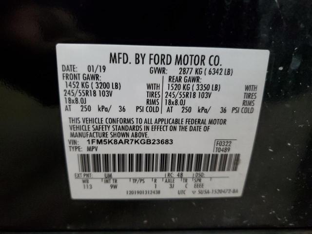 1FM5K8AR7KGB23683 - 2019 FORD EXPLORER POLICE INTERCEPTOR Чорний фото 13