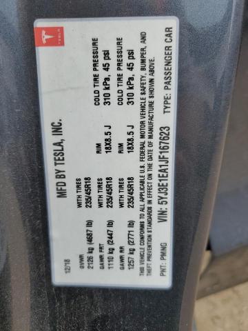 5YJ3E1EA1JF167623 - 2018 TESLA MODEL 3 GRAY photo 13