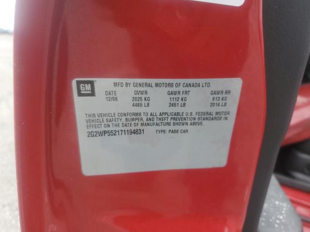 2G2WP552171194831 - 2007 PONTIAC GRAND PRIX 红色 照片 12