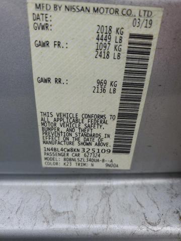 1N4BL4CW8KN325109 - 2019 NISSAN ALTIMA SR Grau Foto 12