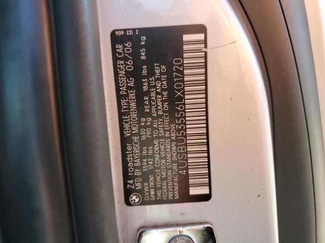 4USBU53556LX01720 - 2006 BMW Z4 3.0SI SILVER photo 12