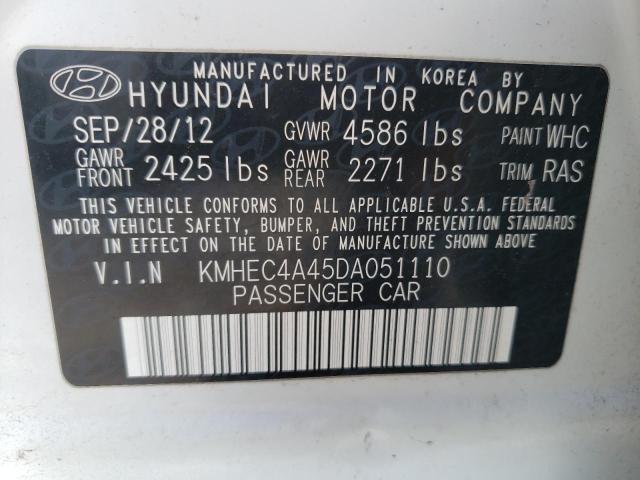 KMHEC4A45DA051110 - 2013 HYUNDAI SONATA HYBRID WHITE photo 12